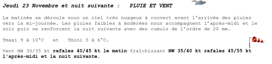 Bulletin météo pour la première manip&rsquo;